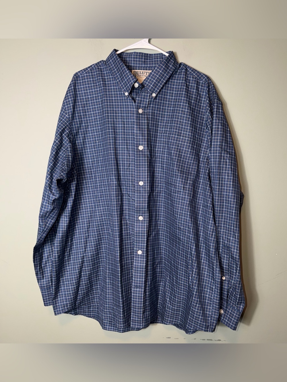 Duluth Trading‎ Co Men’s Navy Blue Windowpane Button-Down Shirt XL